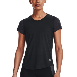 Women's Running T-Shirts Under Armour Streaker Jacquard TShirt  Black/Reflective 13697620001