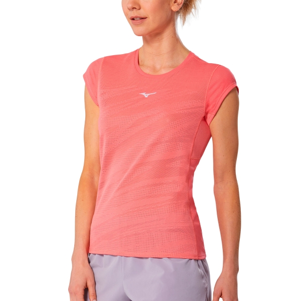 Women's Running T-Shirts Mizuno Aeroflow TShirt  Sunkissed Coral J2GAA20263