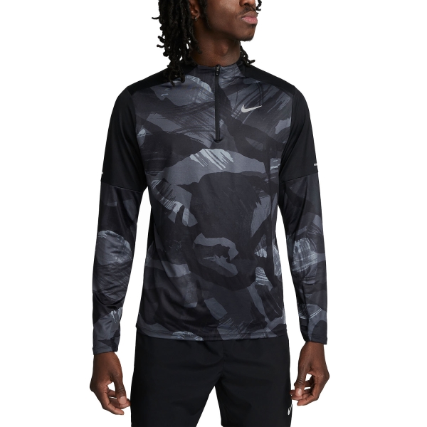 Men's Running Shirt Nike DriFIT Element Camo Shirt  Black/Reflective Silver DV9313010