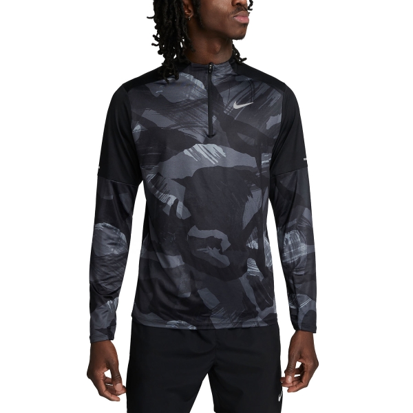 Maglia Running Uomo Nike DriFIT Element Camo Maglia  Black/Reflective Silver DV9313010