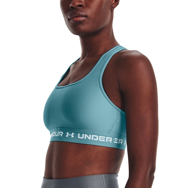 Women's Sports Bra Under Armour Under Armour Crossback Mid Sports Bra  Glacier Blue  Glacier Blue 