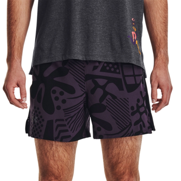 Men's Running Shorts Under Armour We Run In Peace 5in Shorts  Black/Tux Purple/Reflective 13770480001