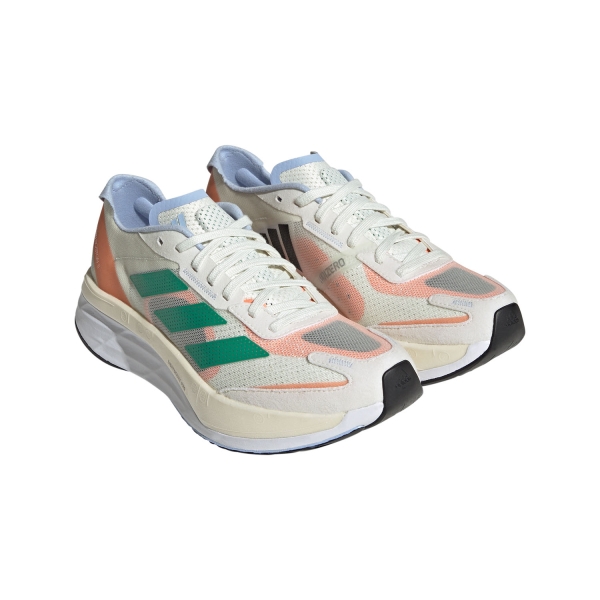 adidas Adizero Boston 11 - White Tint/Court Green/Coral Fusion