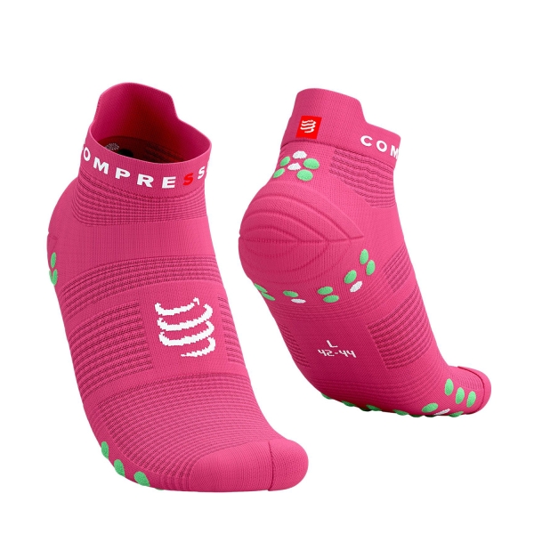Running Socks Compressport Pro Racing V4.0 Logo Socks  Hot Pink/Summer Green XU00047B379