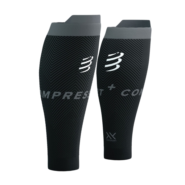 Pantorrillera de Compresión Compressport R2 Oxygen Logo Pantorrilleras de Compresion  Black/Steel Grey SU00048B922