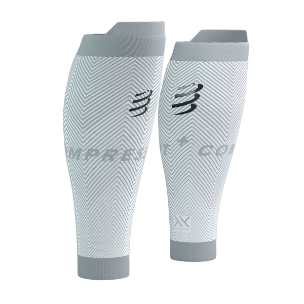 Compression Calf Sleeve Compressport R2 Oxygen Logo Compression Calf Sleeves  White/Nebel Grey SU00048B020