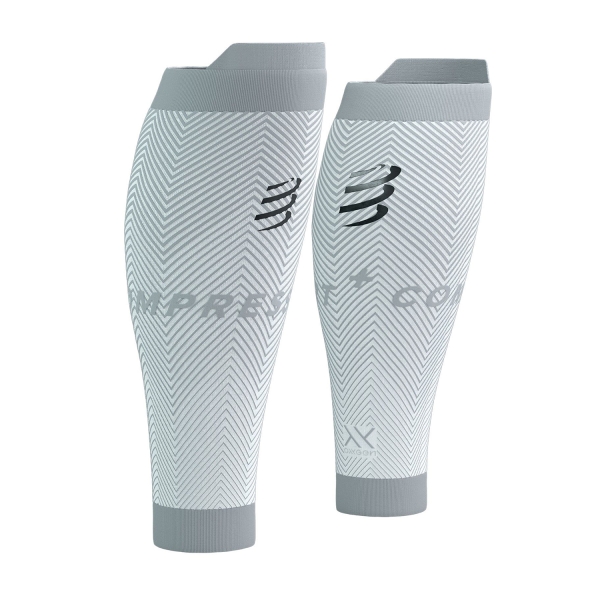 Gambaletto a Compressione Compressport R2 Oxygen Logo Gambaletti a Compressione  White/Nebel Grey SU00048B020