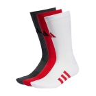adidas Performance Cush Crew x 3 Socks - White/Better Scarlet/Dark Grey Heather