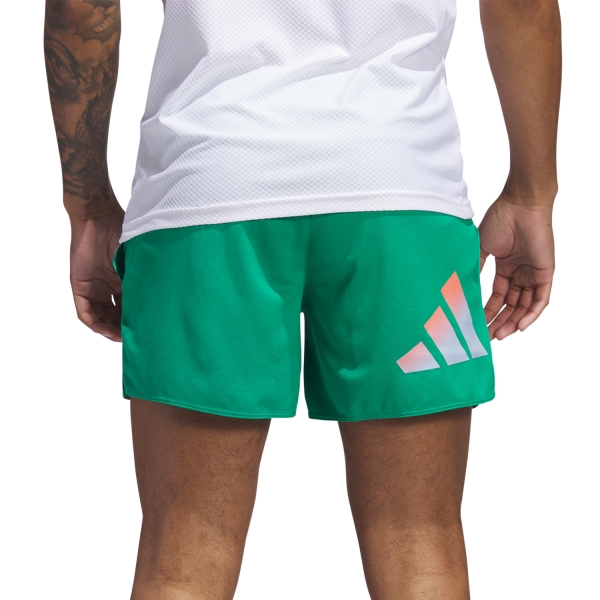 adidas Run Icons 3 Bar 5in Shorts - Court Green