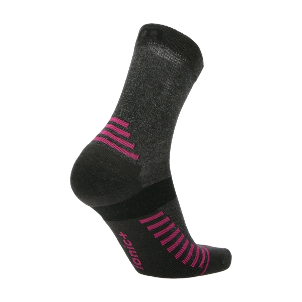 Mico Natural Tencel Medium Weight Socks - Antracite Melange/Fucsia