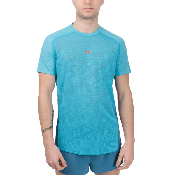 Men's Running T-Shirt Mizuno Aero Drylite TShirt  Maui Blue J2GAA00222