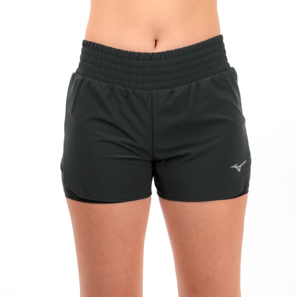 Women's Running Shorts Mizuno Classic Logo 2 in 1 4.5in Shorts  Black J2GBA20209