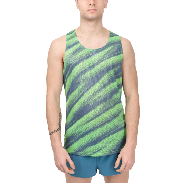 Men's Running Tank Mizuno Dryaeroflow Graphic Tank  Light Green J2GAA00933