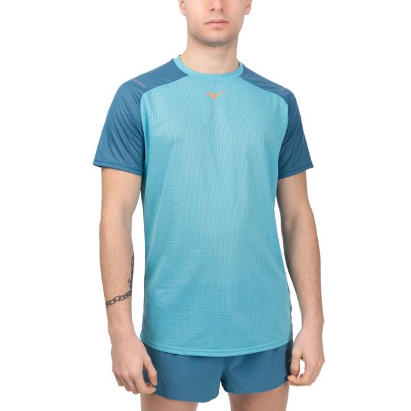 Men's Running T-Shirt Mizuno Mizuno Dryaeroflow Pro TShirt  Maui Blue  Maui Blue 