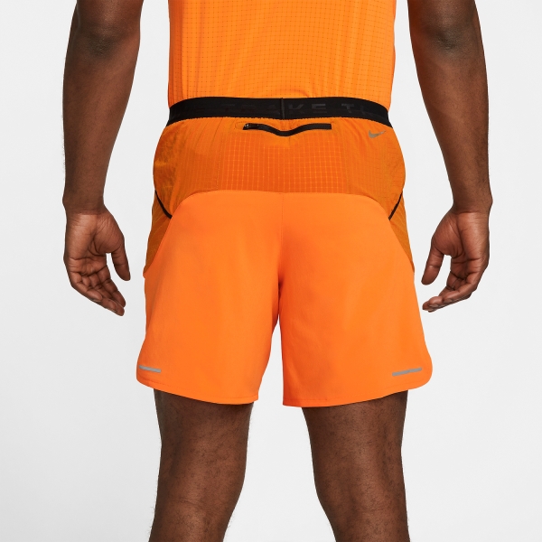 Nike Dri-FIT Second Sunrise 7in Pantaloncini - Bright Mandarin/Monarch/Olive Flack