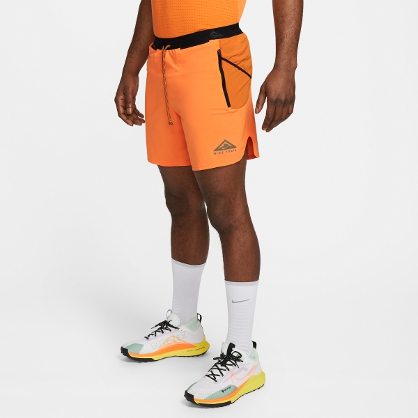Nike Dri-FIT Second Sunrise 7in Pantaloncini - Bright Mandarin/Monarch/Olive Flack