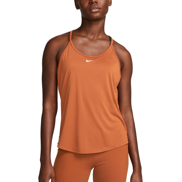 Canotta Running Donna Nike DriFIT One Elastika Canotta  Dark Russet/White DD4941246