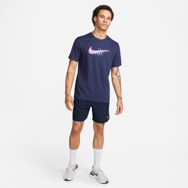 Nike Dri-FIT Run Logo Maglietta - Midnight Navy
