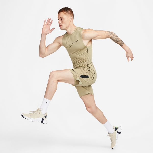 Nike Pro Logo Canotta - Neutral Olive/Black