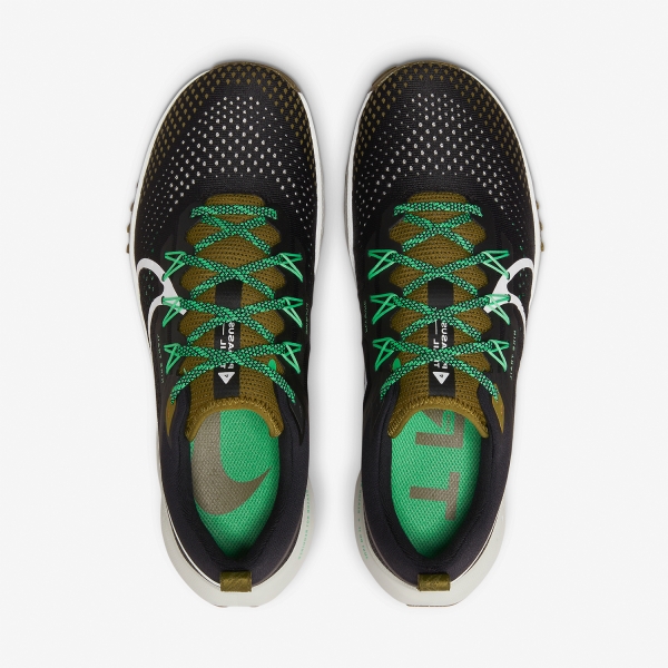 Nike React Pegasus Trail 4 - Black/White/Olive Flak/Spring Green