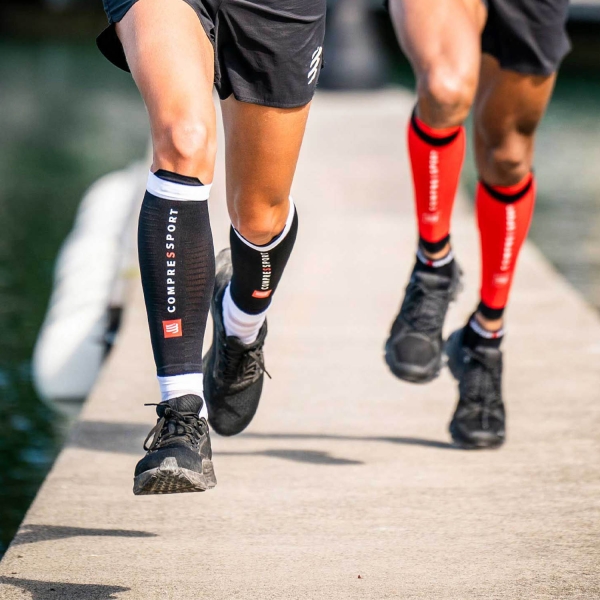 Compressport R2V3 Compression Calf Sleeves - Black/White