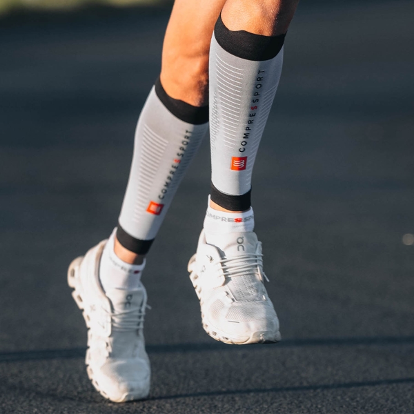 Compressport R2V3 Compression Calf Sleeves - Grey Melange/Black