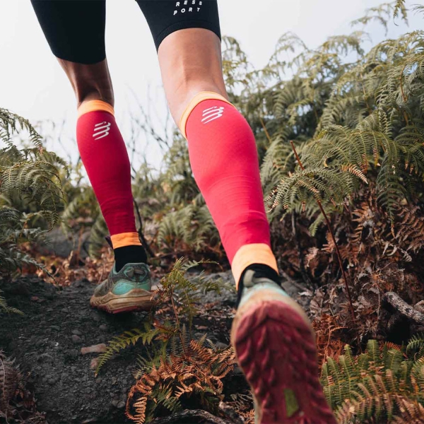 Compressport R2V3 Compression Calf Sleeves - Persian Red/Blazing Orange