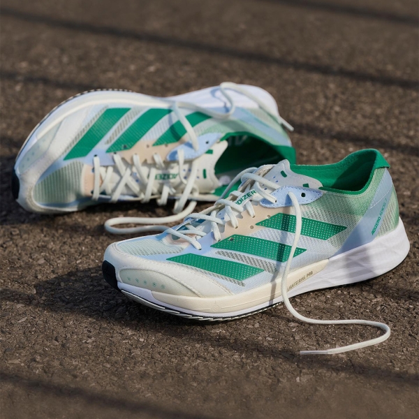 adidas adizero Adios 7 - White Tint/Court Green/Blue Dawn