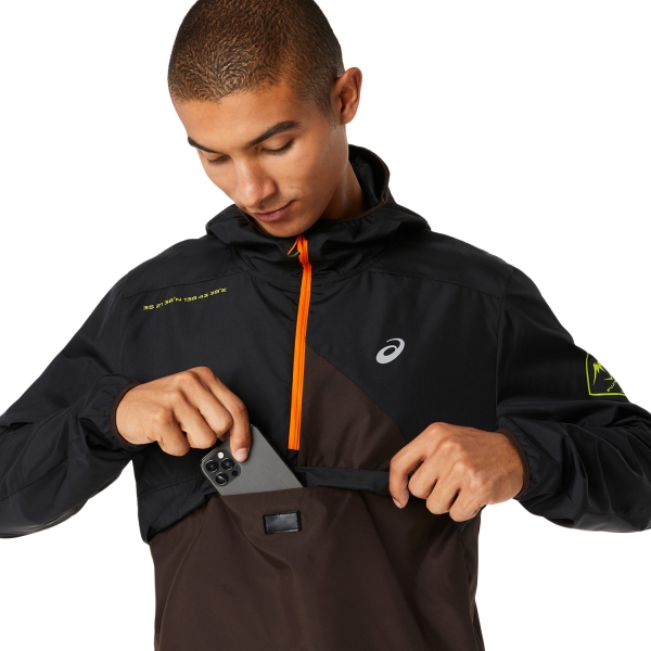 Asics Fujitrail Anorak Jacket - Performance Black/Dark Auburn