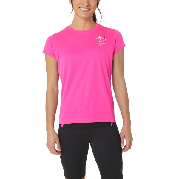 Women's Running T-Shirts Asics Fujitrail TShirt  Pink Glo 2012C395701
