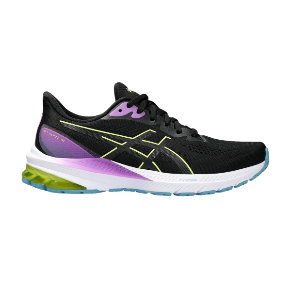 Woman's Structured Running Shoes Asics GT 1000 12  Black/Glow Yellow 1012B450002
