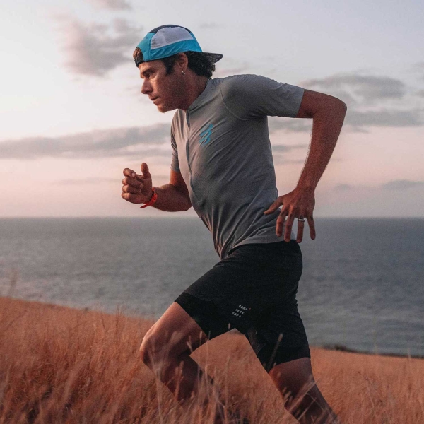 Compressport Trail Half Zip Maglietta - Alloy/Hawaiian Ocean