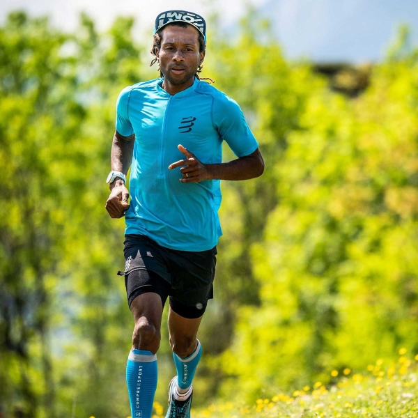 Compressport Trail Half Zip Maglietta - Hawaiian Ocean/Shaded Spruce