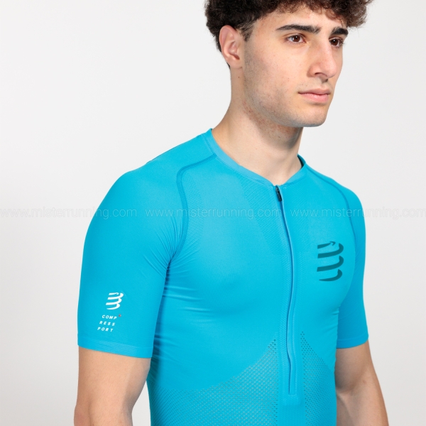 Compressport Trail Half Zip Maglietta - Hawaiian Ocean/Shaded Spruce