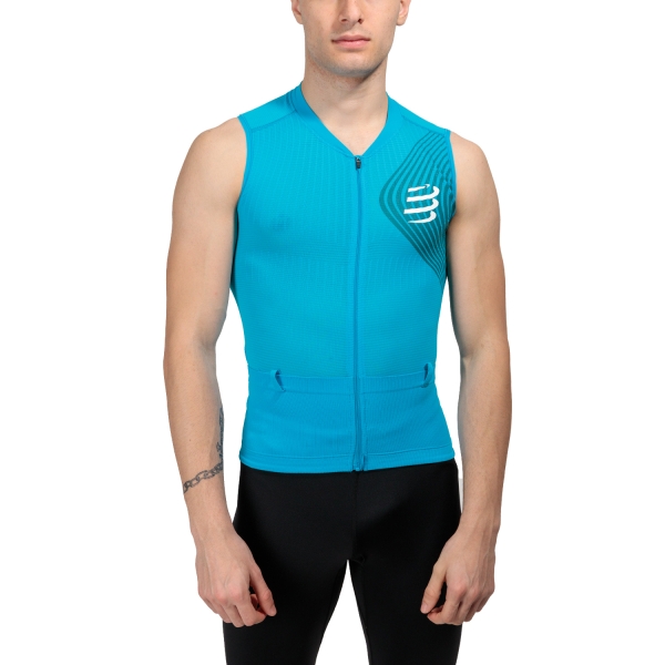 Canotta Running Uomo Compressport Trail Postural Logo Canotta  Hawaiian Ocean/Shaded Spruce AM00177B554