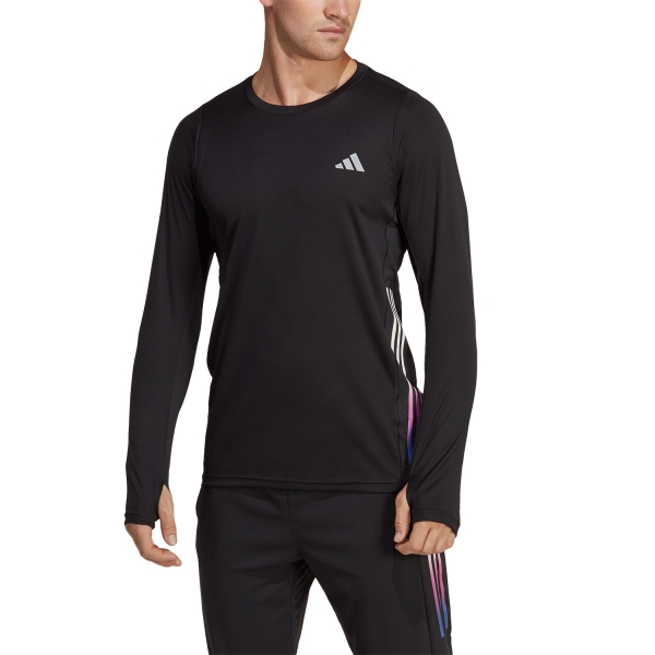 Men's Running Shirt adidas adidas Run Icons 3S Shirt  Black  Black 