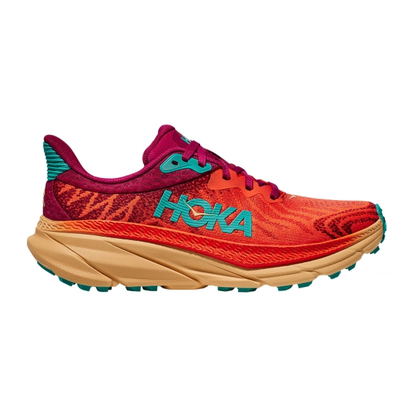 Women's Trail Running Shoes Hoka One One Challenger 7  Flame/Cherries Jubilee 1134498FCJB