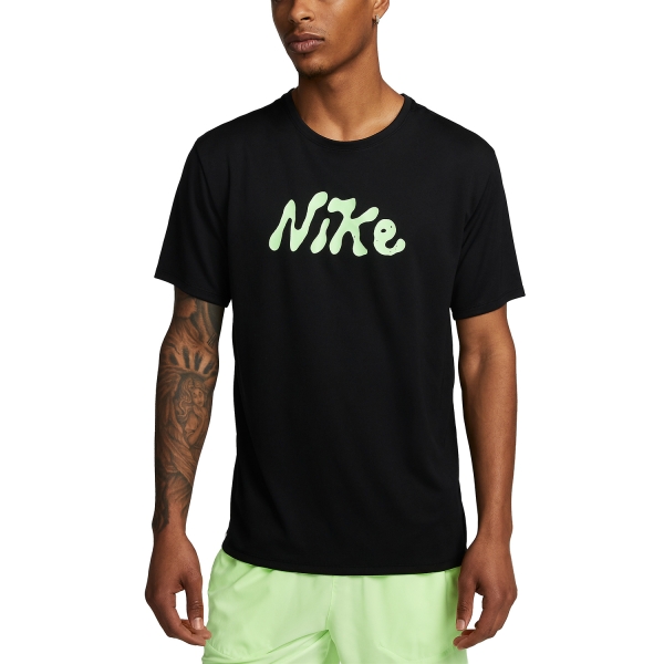 Men's Running T-Shirt Nike Nike DriFIT UV Miler Studio 72 TShirt  Black/Lime Blast  Black/Lime Blast 