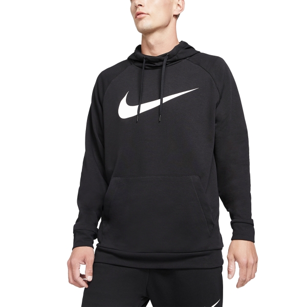 Men's Sweatshirt and Shirts Nike Nike DriFIT Swoosh Hoodie  Black/White  Black/White 