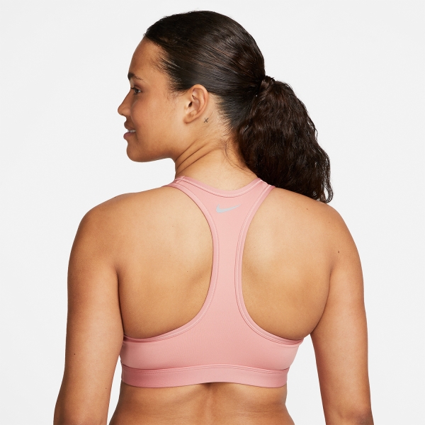 Nike Dri-FIT Swoosh Reggiseno Sportivo - Red Stardust/Guava Ice/Laser Fuchsia