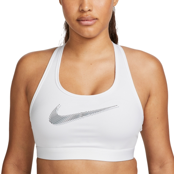 Women's Sports Bra Nike Nike DriFIT Swoosh Sports Bra  White/Black  White/Black 