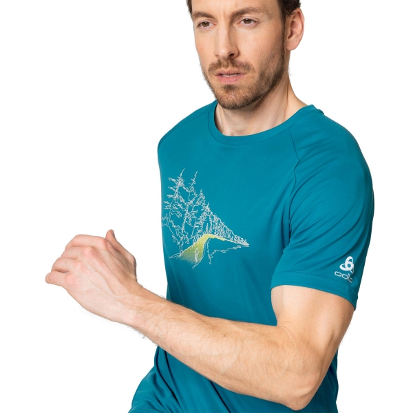 Odlo Crew Essential Print Men's Running T-Shirt - Saxony Blue