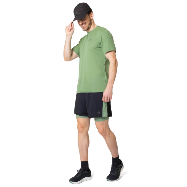 Odlo Essential 2 in 1 5in Shorts - Black/Loden Frost