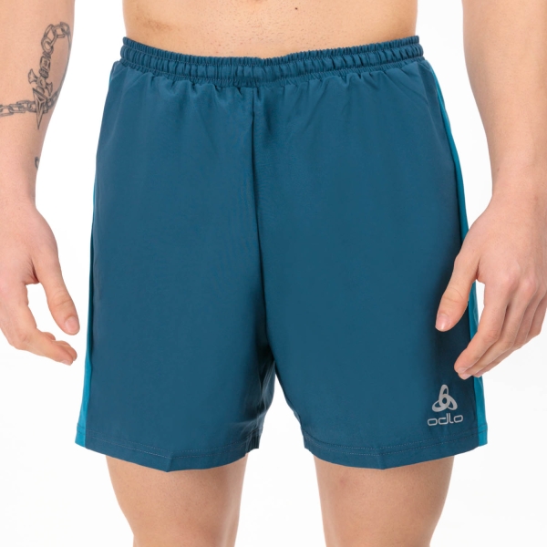Men's Running Shorts Odlo Essential 2 in 1 5in Shorts  Blue Wing Teal/Saxony Blue 32307221037