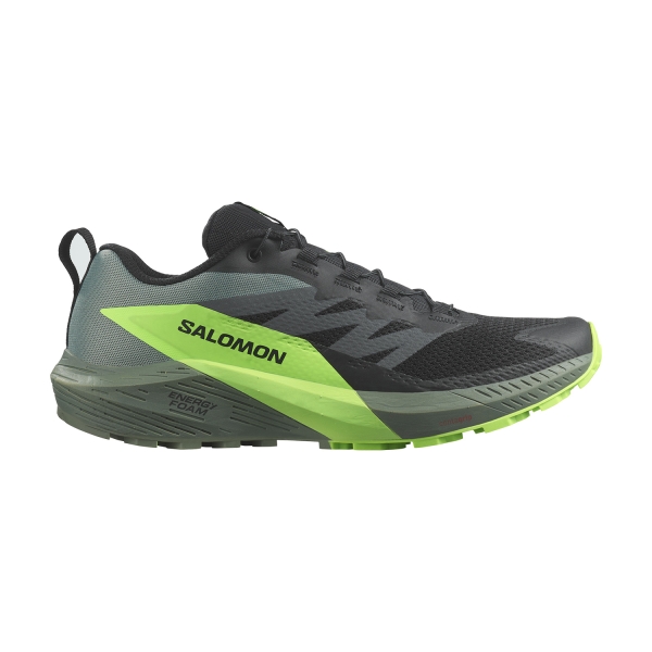 Men's Trail Running Shoes Salomon Sense Ride 5  Black/Laurel Wreath/Green Gecko L47311100