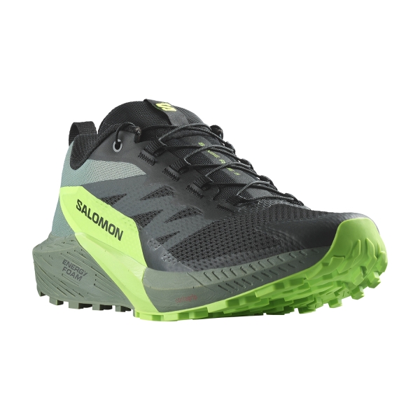 Salomon Sense Ride 5 - Black/Laurel Wreath/Green Gecko