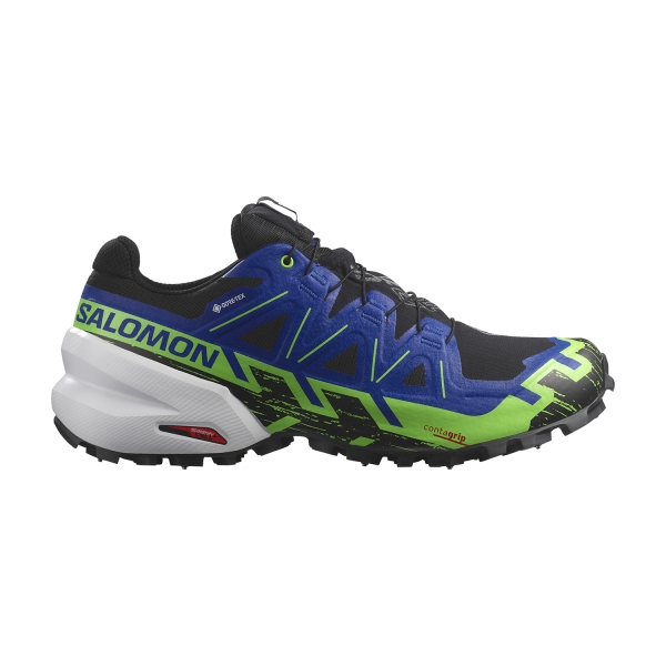 Men's Trail Running Shoes Salomon Spikecross 6 GTX  Black/Surf The Web/Green Gecko L47268700