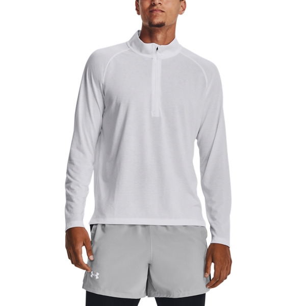 Men's Running Shirt Under Armour Streaker Half Zip Shirt  White/Reflective 13614740100