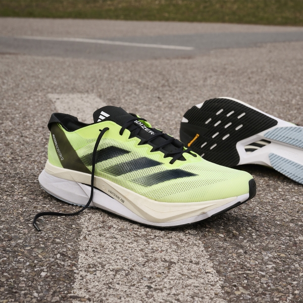 adidas adizero Boston 12 - Cloud White/Core Black/Lucid Lemon
