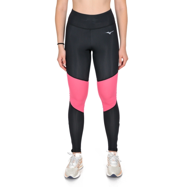 Women's Running Tights Mizuno Impulse Core Logo Tights  Black/Sangria Sunset J2GBA20995